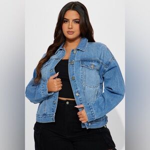 Fashion Nova High Standards 90's Boyfriend Denim Trucker Jacket - Medium Wash